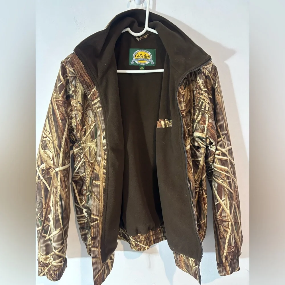 Cabela’s Men’s Medium Camo Water Fowl Hunting Jacket Lightweight Zip Up